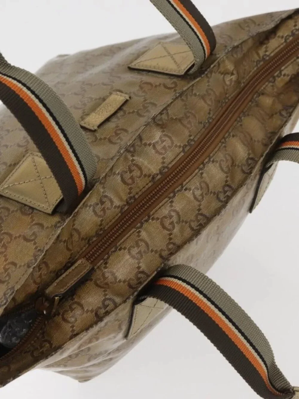 GUCCI GG Crystal Tote Bag Coated Canvas Gold Tone 131228 Auth YKZ1227A